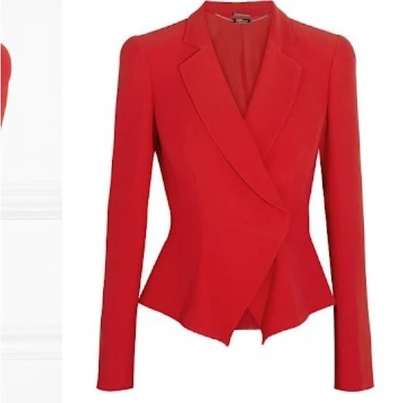 Alexander McQueen Jackets & Blazers - Alexander McQueen Red One button Peplum Jacket Crepe Blazer